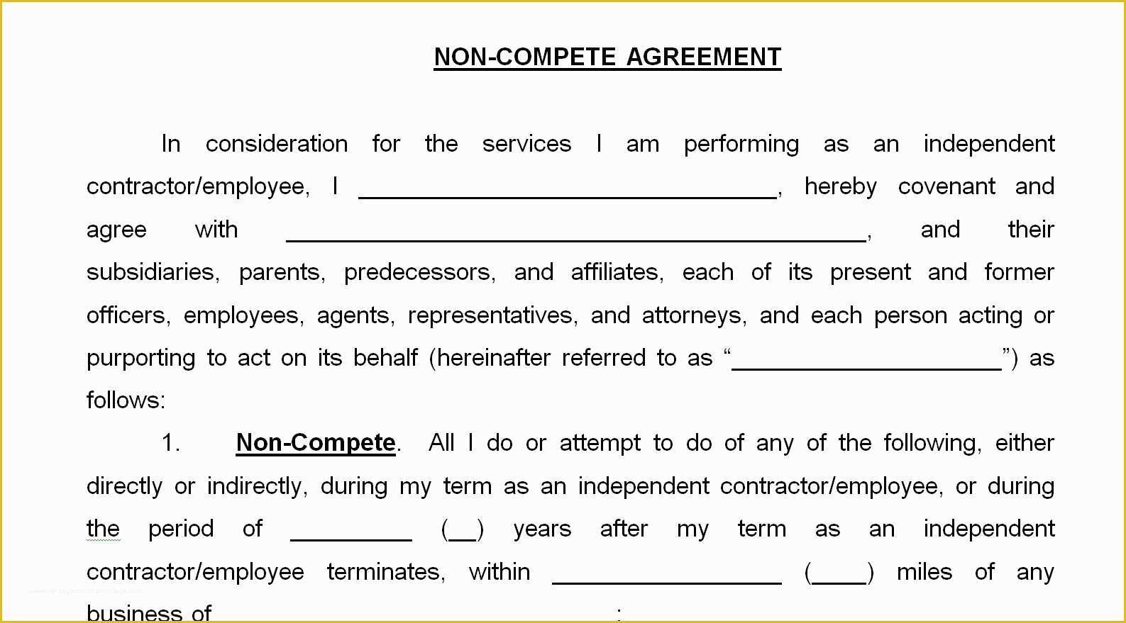 Non Compete Template Free Of Eliminating "non Pete" Agreements
