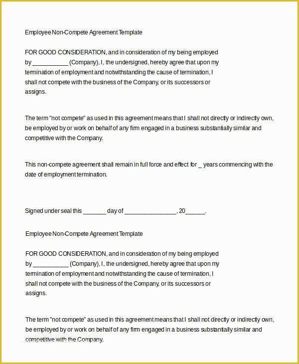 Non Compete Template Free Of Employment Agreement Template 22 Free Word Pdf format