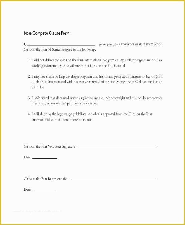 Non Compete Template Free Of General Non Pete Agreement – 10 Free Word Pdf