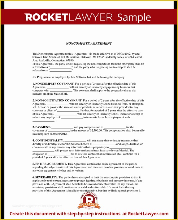 Non Compete Template Free Of Non Pete Agreement form Non Pete Clause with Sample
