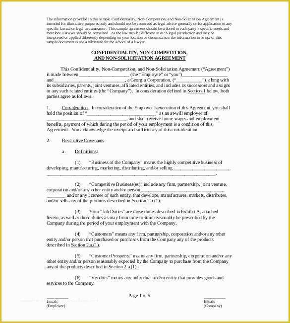 Non Compete Template Free Of Non Pete Agreement Template – 10 Free Word Excel Pdf