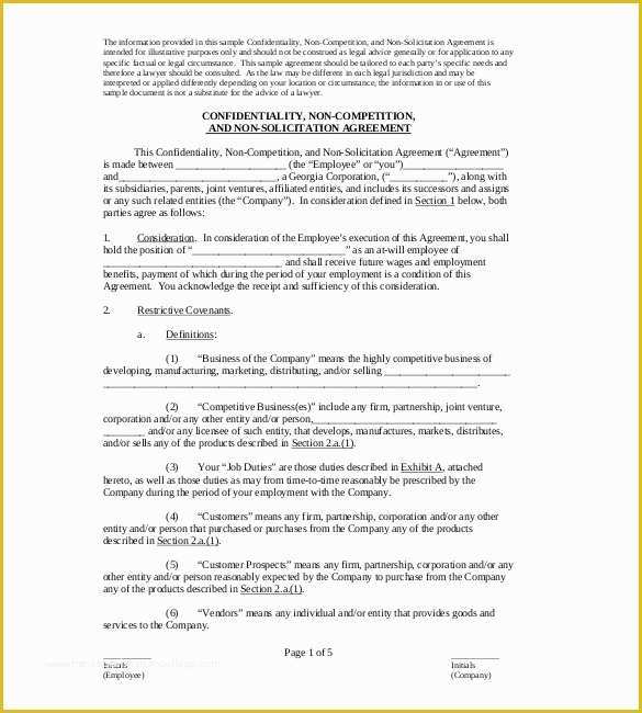Non Compete Template Free Of Non Pete Agreement Template – 10 Free Word Excel Pdf