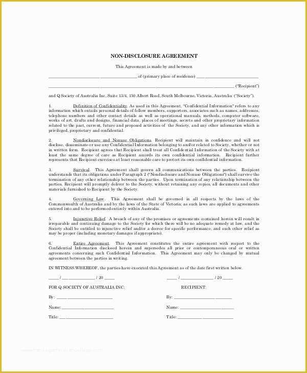 Non Disclosure Agreement Template Free Pdf Of 10 Personal Confidentiality Agreement Templates Doc