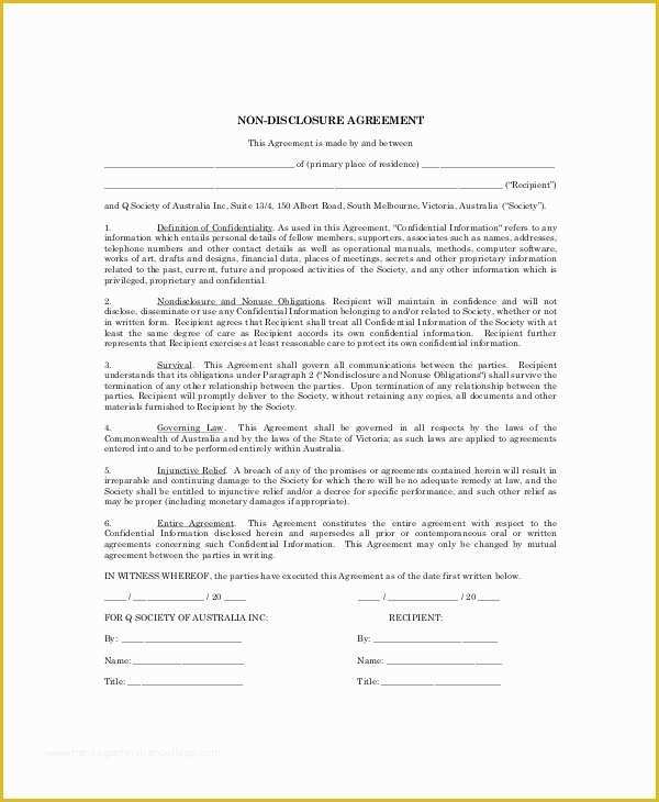 Non Disclosure Agreement Template Free Pdf Of 10 Personal Confidentiality Agreement Templates Doc
