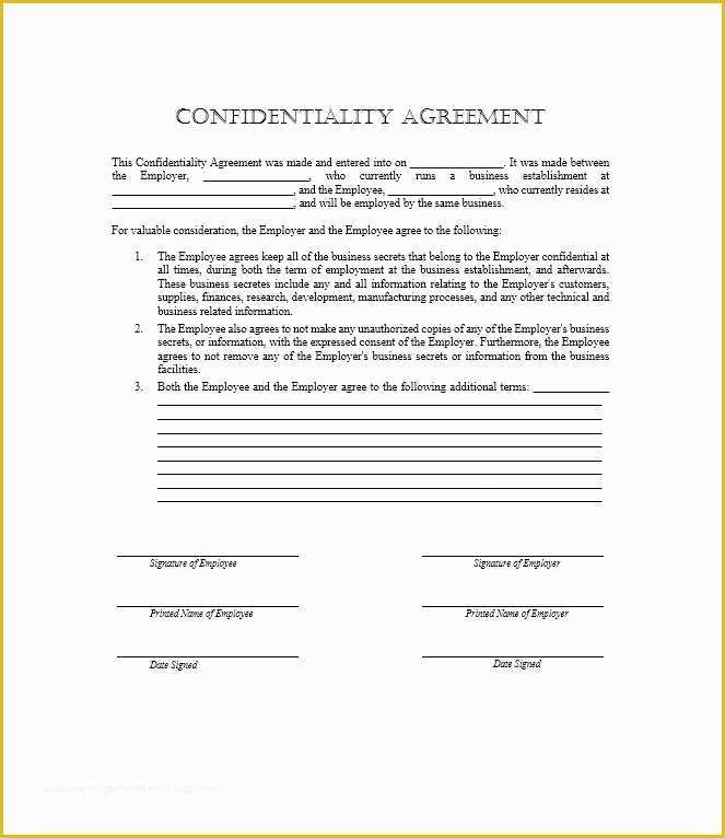 Non Disclosure Agreement Template Free Pdf Of 41 Free Non Disclosure Agreement Templates Samples