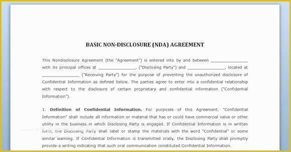 Non Disclosure Agreement Template Free Pdf Of Free Confidentiality Agreement Negotiation Template for Word