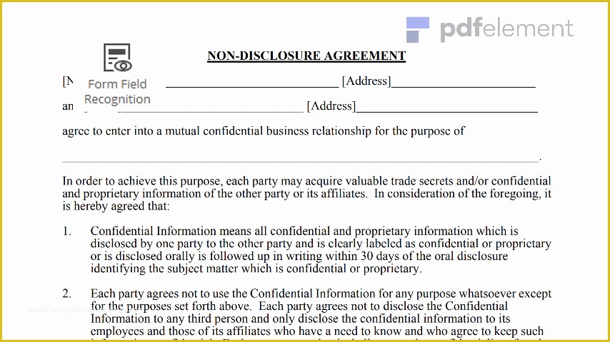 Non Disclosure Agreement Template Free Pdf Of Non Disclosure Agreement Free Download Edit Fill Pdf