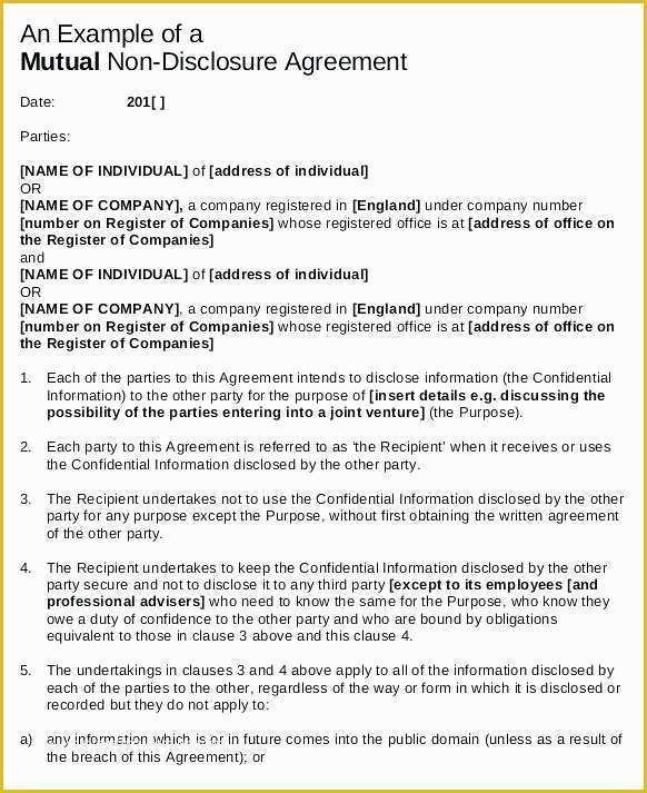 Non Disclosure Agreement Template Free Pdf Of Sample Confidentiality Agreement form 9 Free Documents In