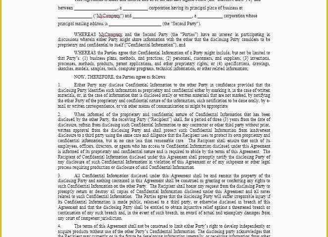 Non Disclosure Agreement Template Free Pdf Of Sample Confidentiality Agreement form 9 Free Documents In