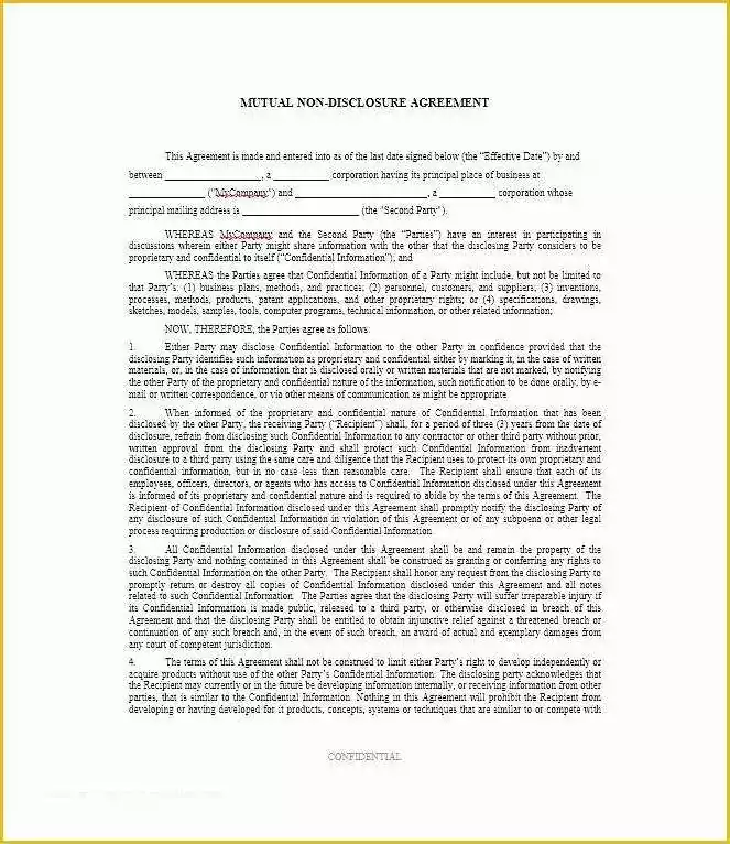 Non Disclosure Agreement Template Free Pdf Of Sample Confidentiality Agreement form 9 Free Documents In