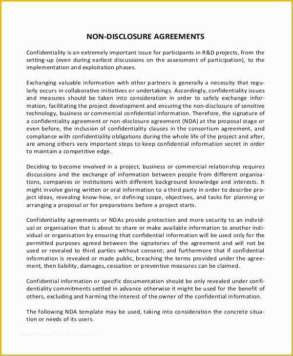 Non Disclosure Agreement Template Free Pdf Of Simple Non Disclosure Agreement form – 13 Free Word Pdf