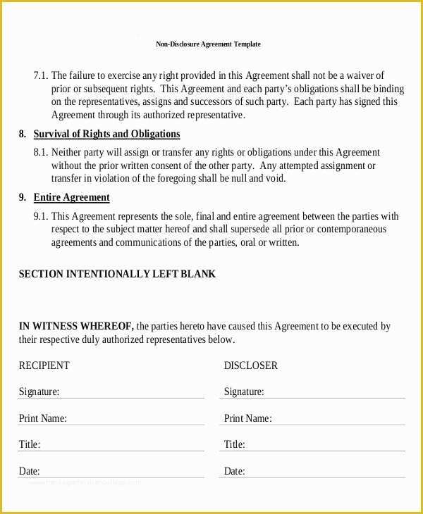 Non Disclosure Agreement Template Free Pdf Of Standard Non Disclosure Agreement form 20 Free Word