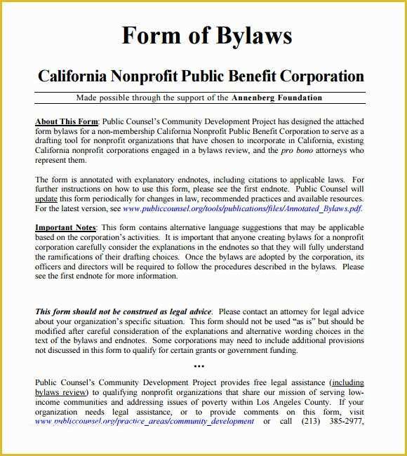 Non Profit bylaws Template Free Of Corporate bylaws Template Sample Non Profit bylaws