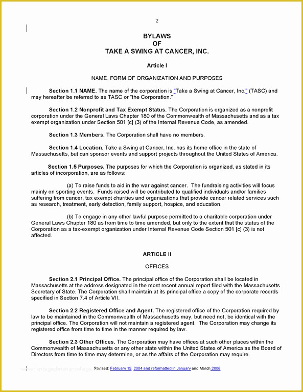 Non Profit bylaws Template Free Of File Tasc bylaws 2006 Revision