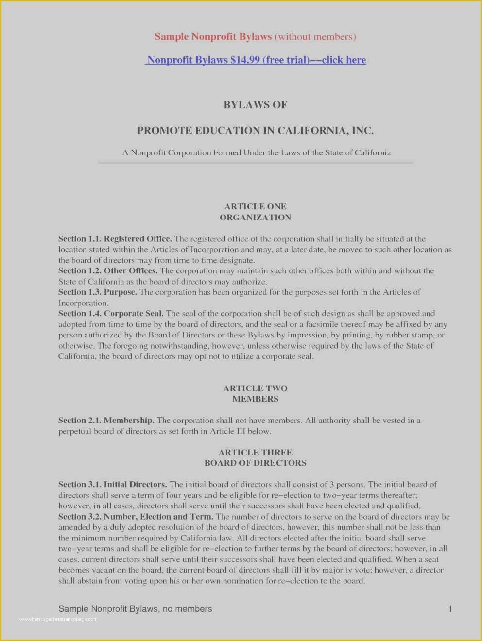 Non Profit bylaws Template Free Of Luxury Simple bylaws Template for Non Profit organization