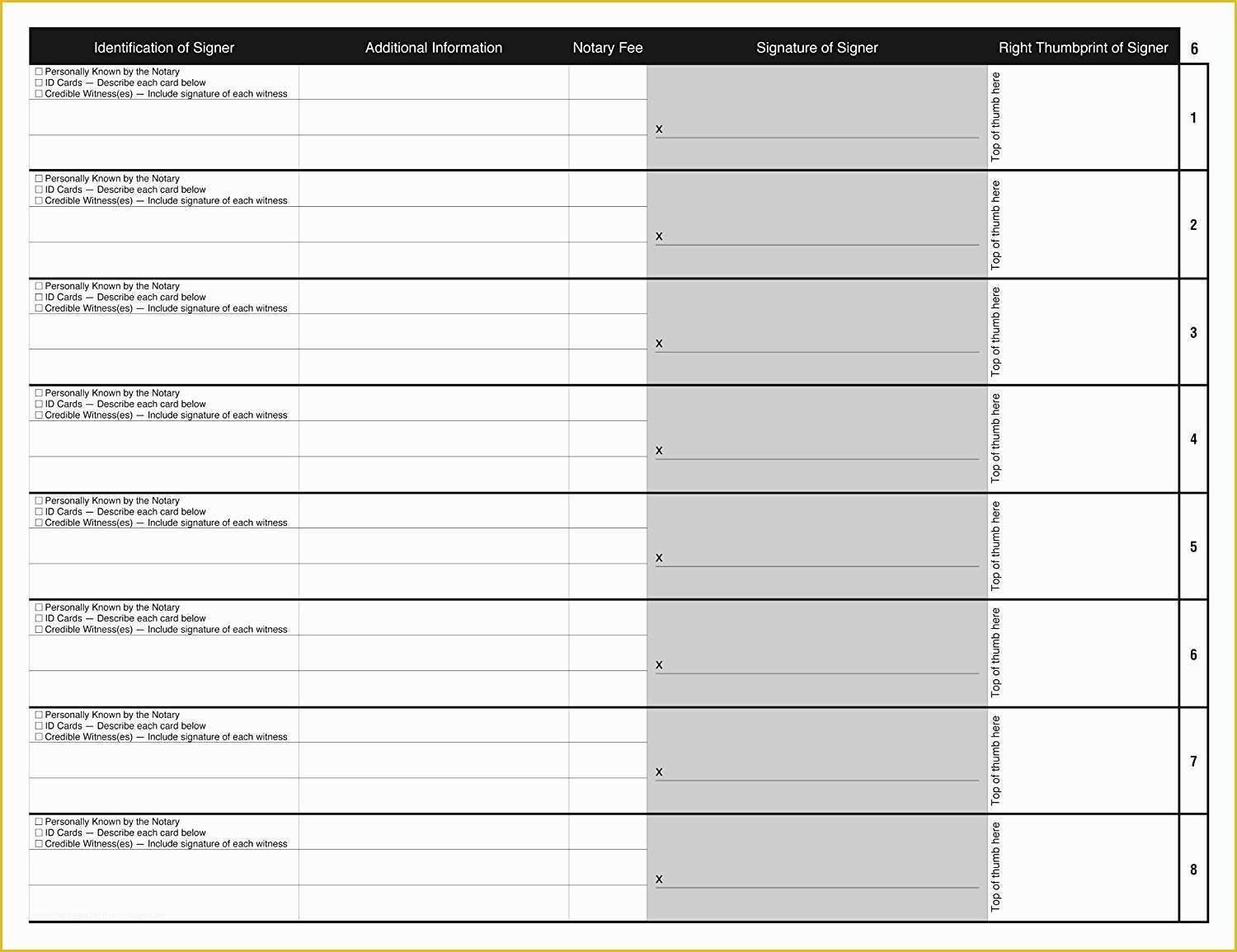 Example Of Notary Log Book