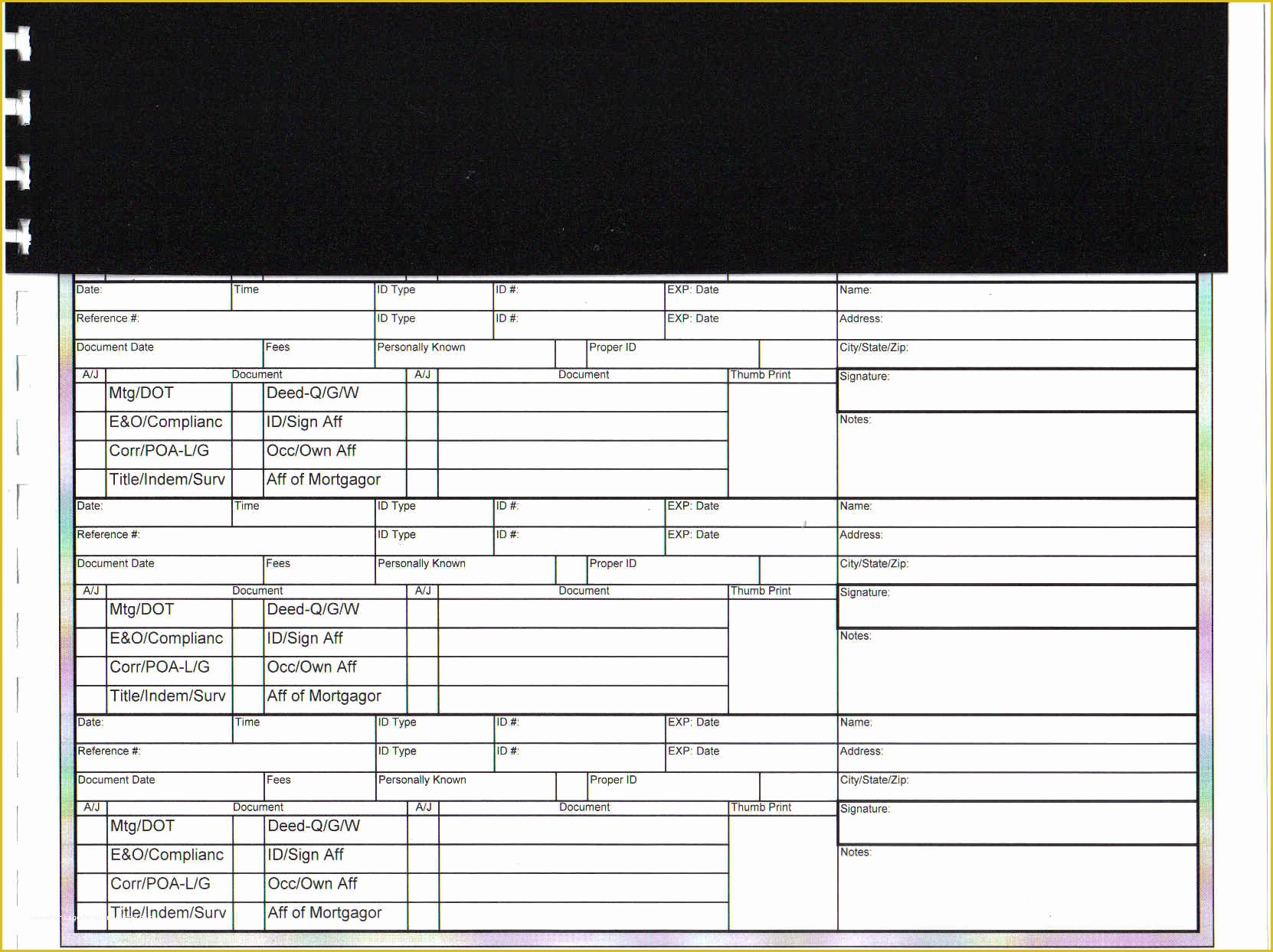 Notary Journal Template