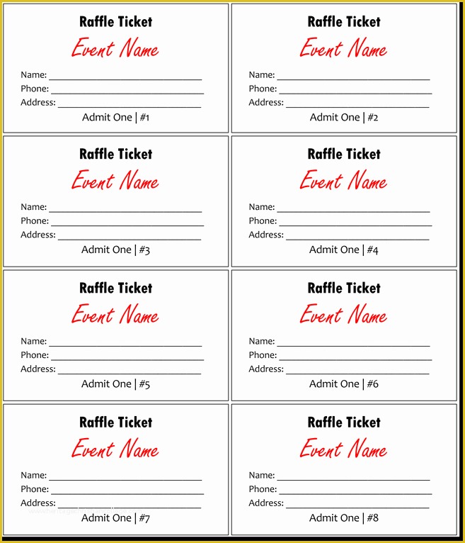 Numbered event Ticket Template Free Of 20 Free Raffle Ticket Templates with Automate Ticket