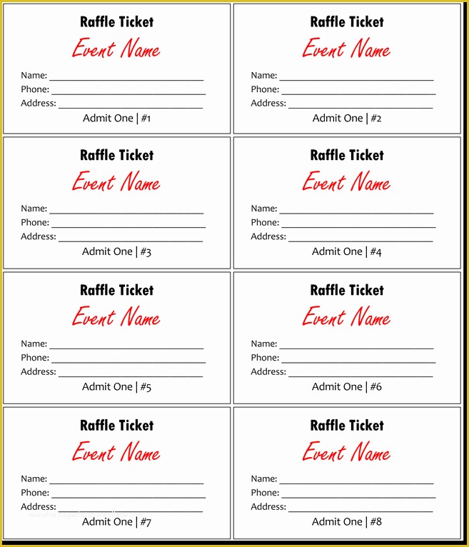 Numbered event Ticket Template Free Of 20 Free Raffle Ticket Templates with Automate Ticket