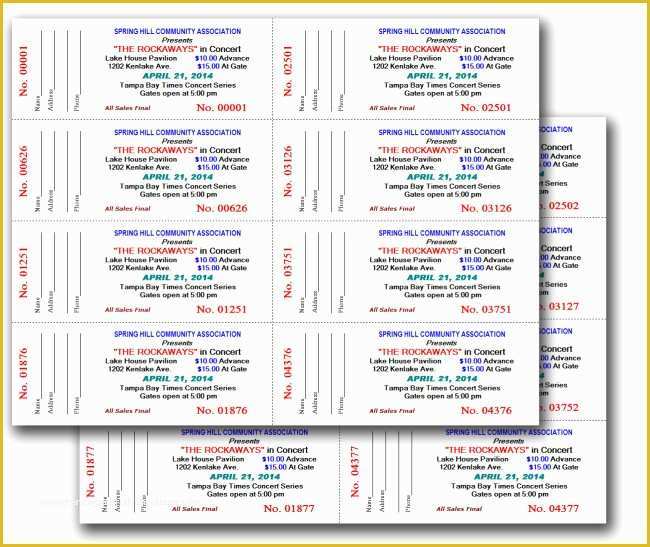 Numbered event Ticket Template Free Of Inspiring Concert Admission Ticket Template Design with