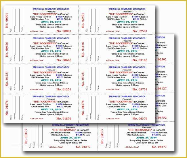 Numbered event Ticket Template Free Of Inspiring Concert Admission Ticket Template Design with