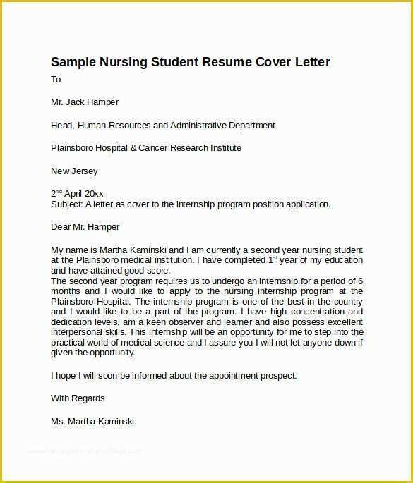 Nursing Resume Cover Letter Template Free Of 8 Nursing Cover Letter Templates to Download