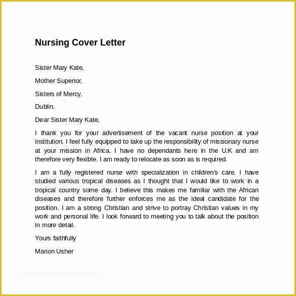 Nursing Resume Cover Letter Template Free Of 8 Nursing Cover Letter Templates to Download