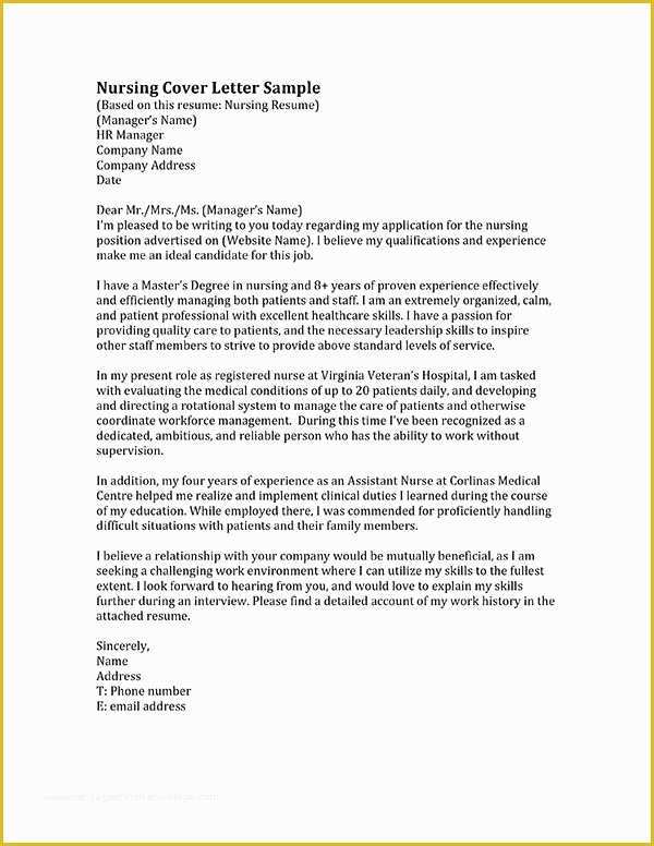 Nursing Resume Cover Letter Template Free Of Best 25 Nursing Cover Letter Ideas On Pinterest