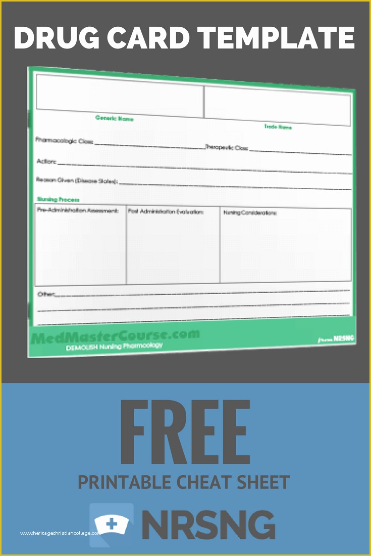 Nursing Templates Free Of Free Printable Cheat Sheet Drug Card Template