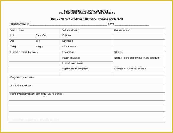 Nursing Templates Free Of Nursing Care Plan Templates 20 Free Word Excel Pdf