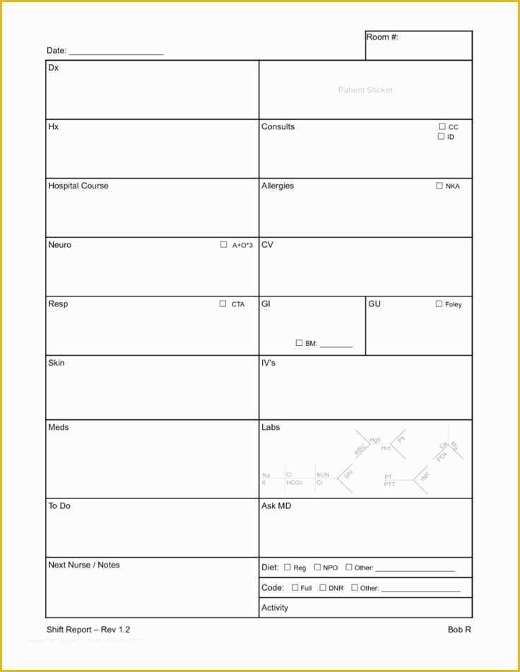 Nursing Templates Free Of Sbar Nursing Report Sheet Template