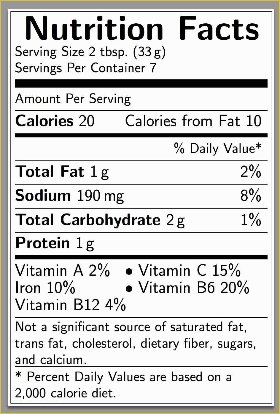 Nutrition Label Template Free Of Blank Nutrition Label