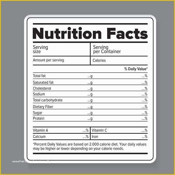 Nutrition Label Template Free Of Nutrition Facts Label Template