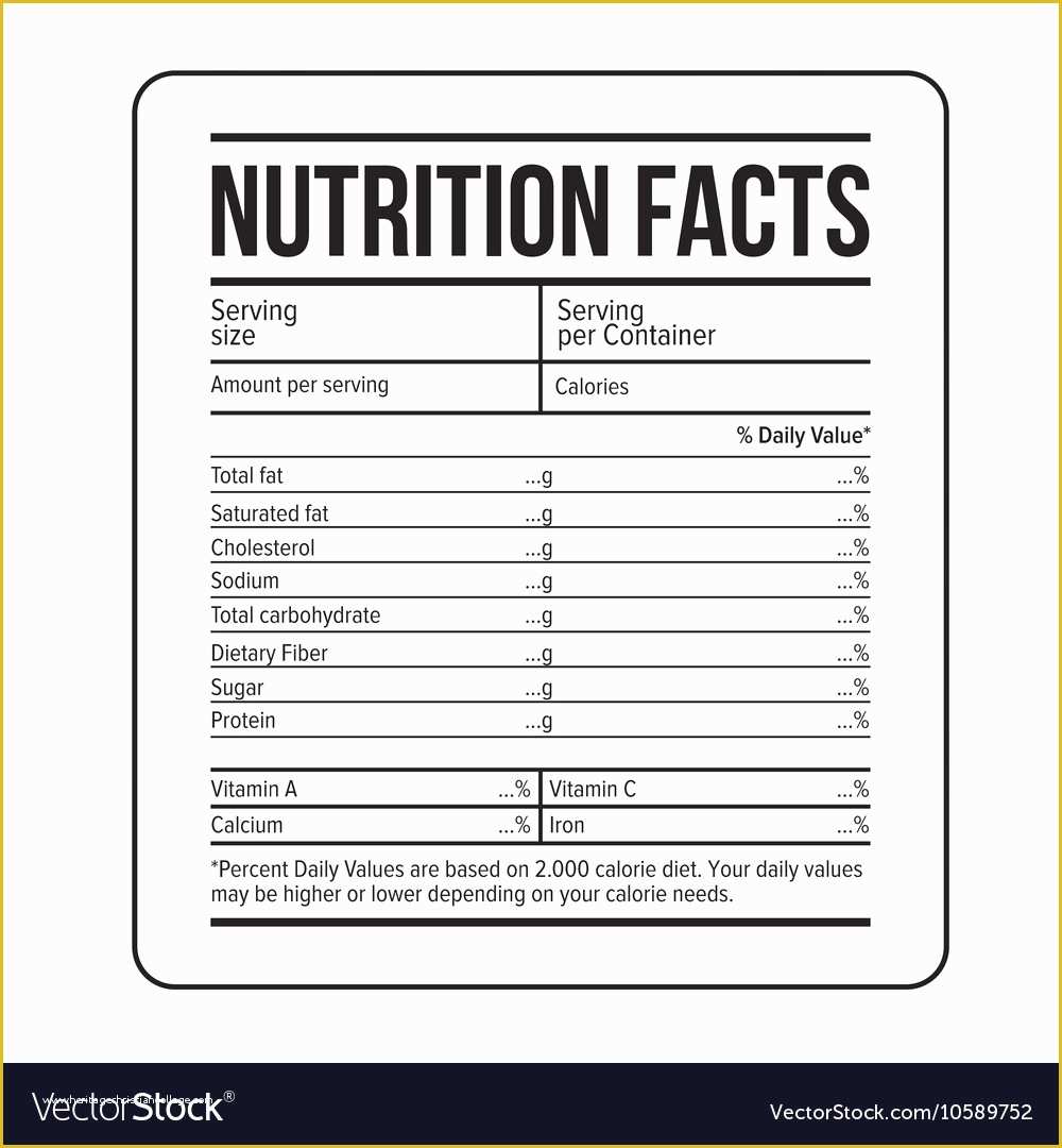 Nutrition Label Template Free Of Nutrition Facts Label Template Royalty Free Vector Image