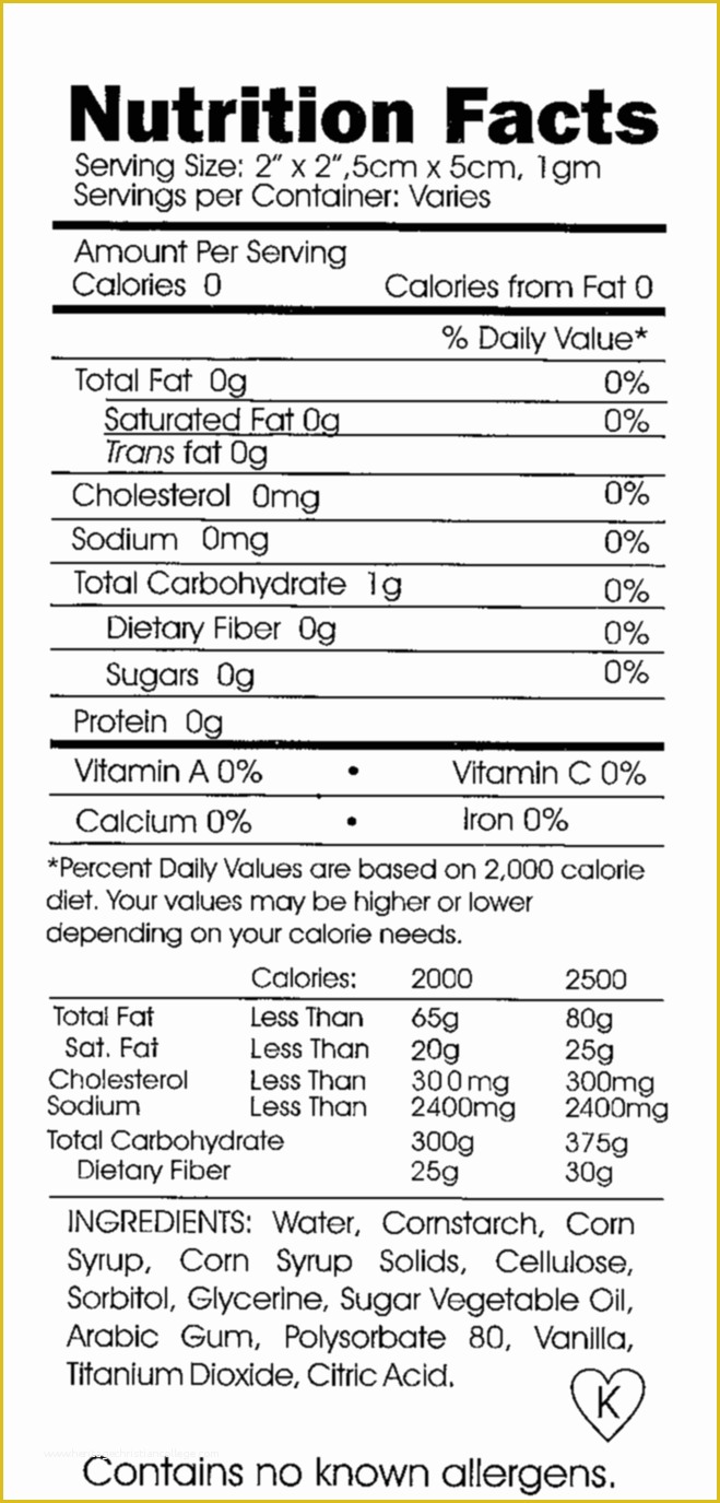 Nutrition Label Template Free Of Nutrition Facts Template