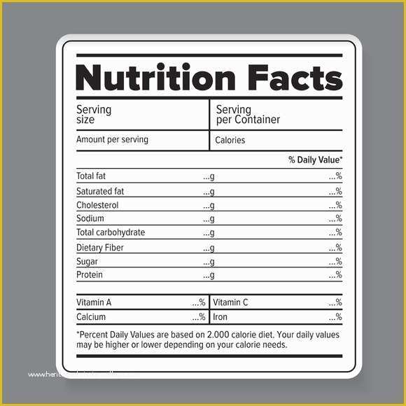 Nutrition Label Template Free Of Nutrition Facts Vector Label Objects On Creative Market