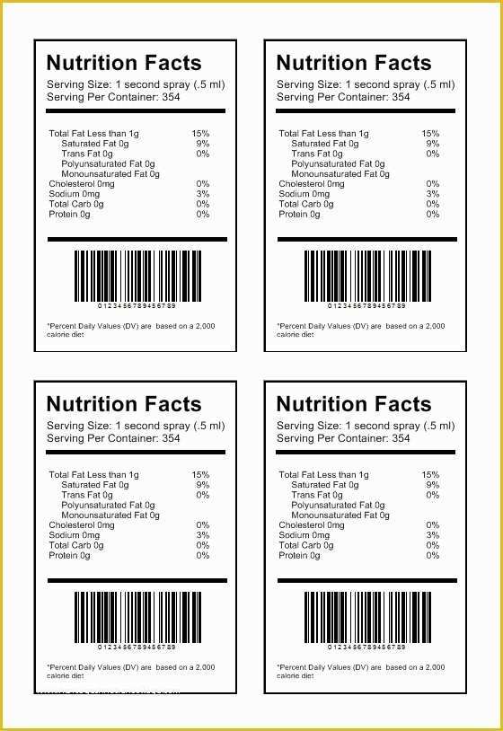 Nutrition Label Template Free Of Nutrition Label Template Download