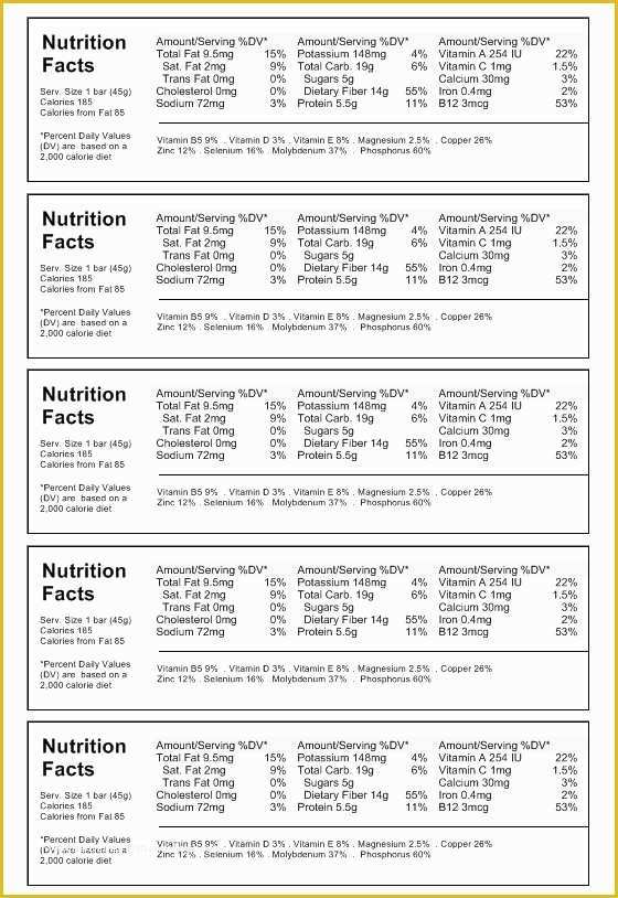 Nutrition Label Template Free Of Nutrition Label Template Download