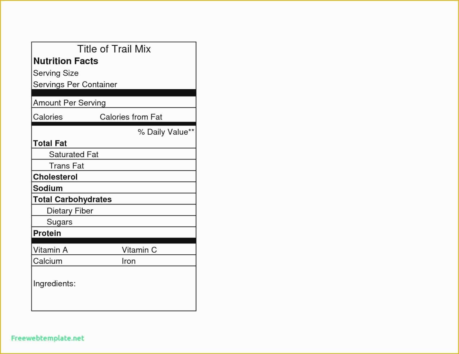 Nutrition Label Template Free Of Seven Unconventional Knowledge