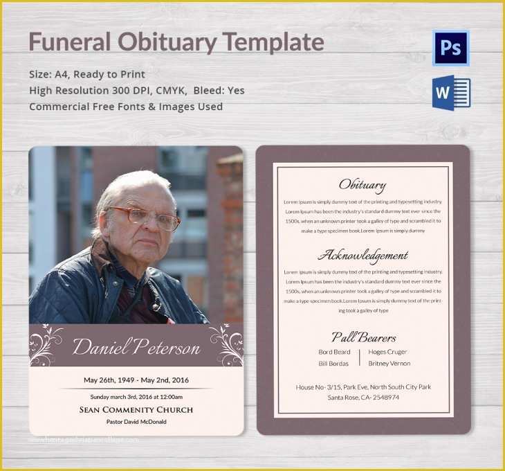 Obituary Template Free Design Of 5 Funeral Obituary Templates – Free Word Pdf Psd