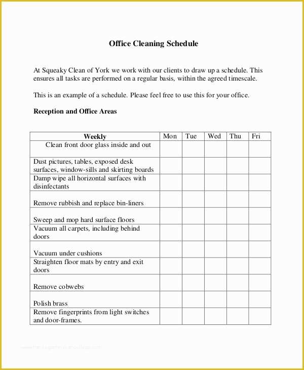 Office Cleaning Templates Free Of Cleaning Roster Template 6 Free Word Pdf Documents