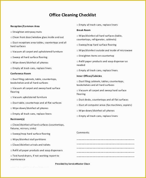 Office Cleaning Templates Free Of Daily Fice Cleaning Checklist Excel