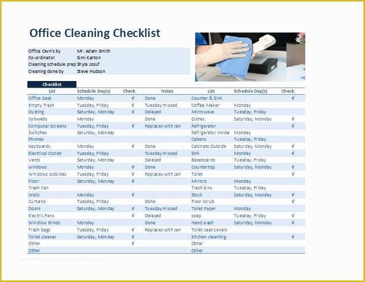 Office Cleaning Templates Free Of Fice Cleaning List Template