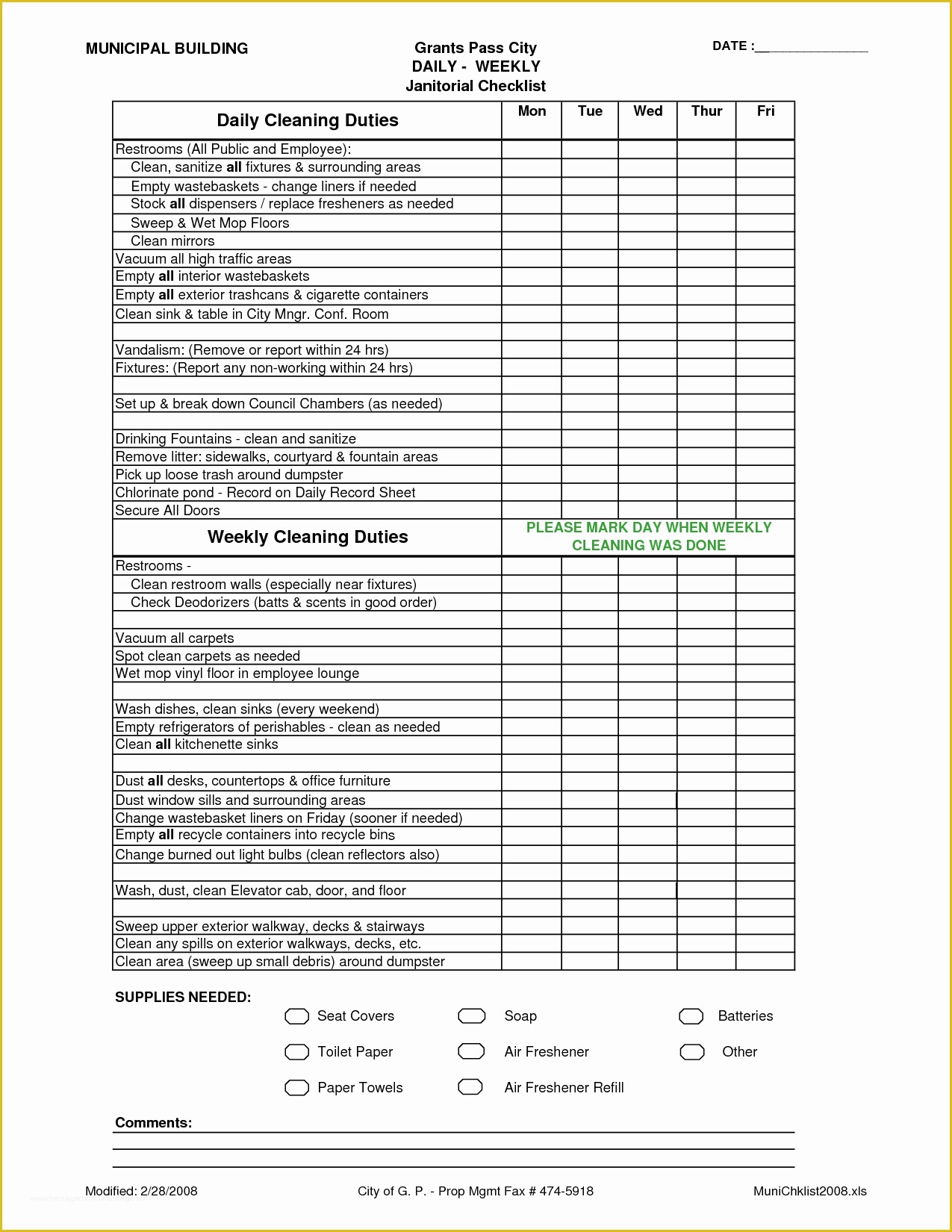 Office Cleaning Templates Free Of Fice Cleaning List Template