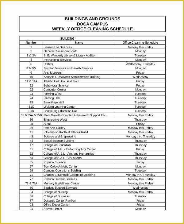 Office Cleaning Templates Free Of Fice Cleaning Schedule Template 10 Free Word Pdf