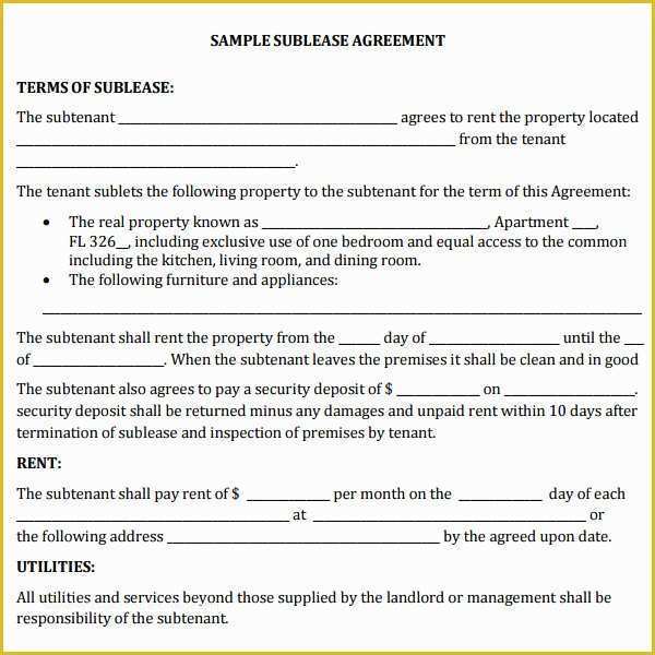 Office Lease Template Free Of 23 Sample Free Sublease Agreement Templates to Download