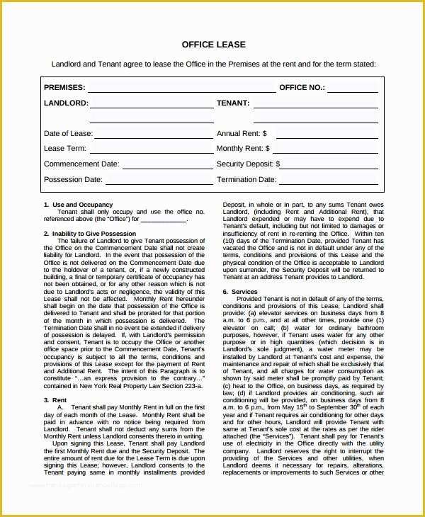 Office Lease Template Free Of 24 Lease Agreements
