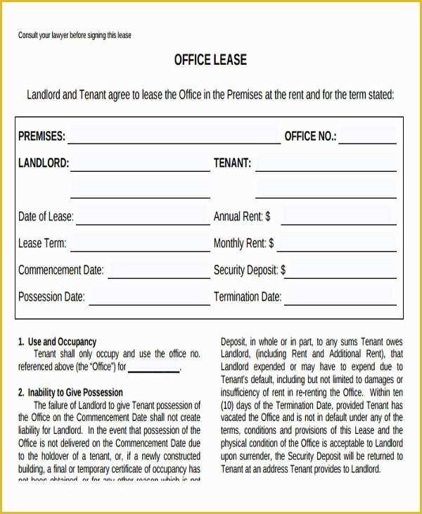 Office Lease Template Free Of 33 Mercial Lease Agreement Samples