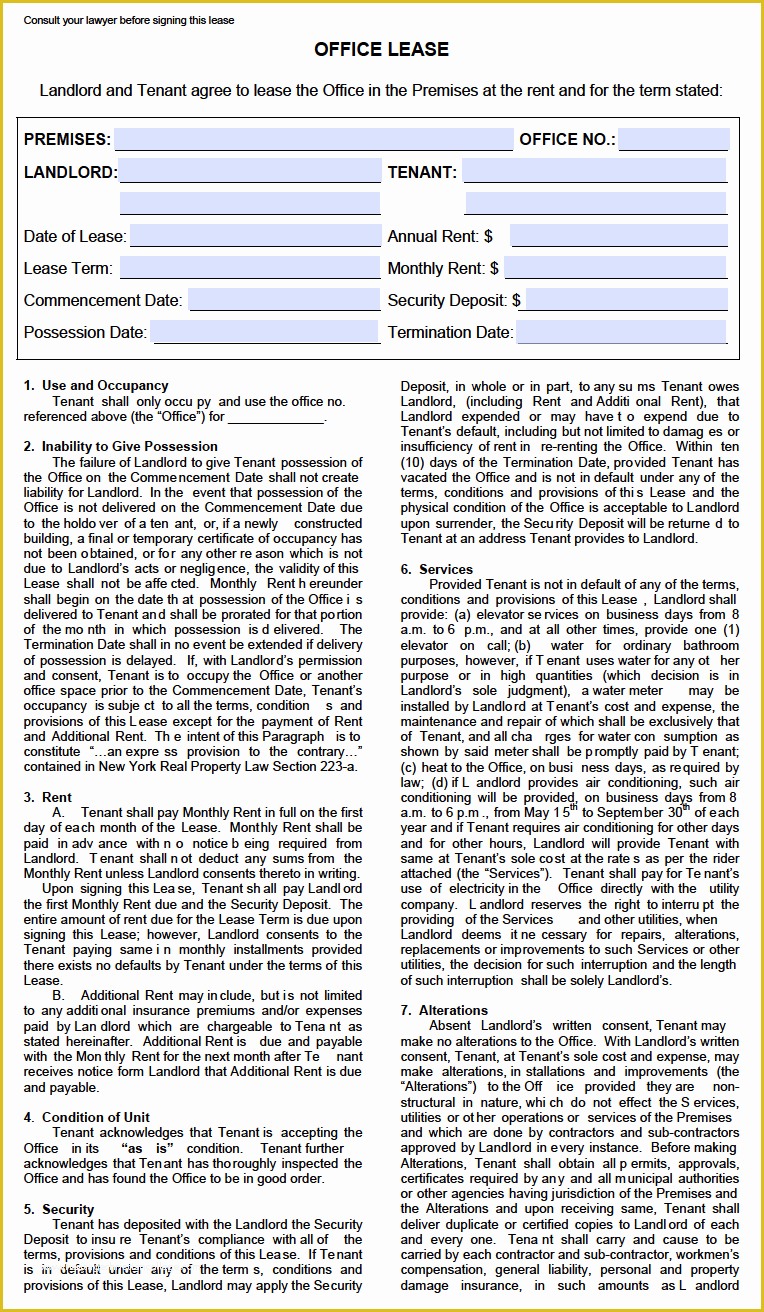 Office Lease Template Free Of Free Mercial Rental Lease Agreement Templates Pdf