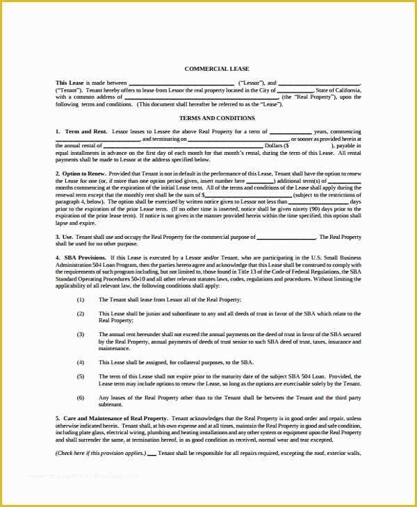 Office Lease Template Free Of Sample Mercial Fice Lease Agreement 8 Documents In